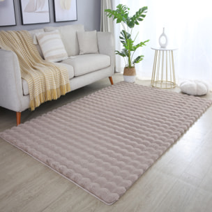 LAPONIE - Tapis uni doux en relief Beige