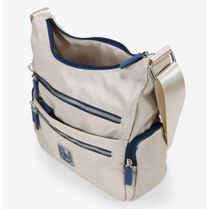 Bolso bandolera tostado en nailon con bolsillos