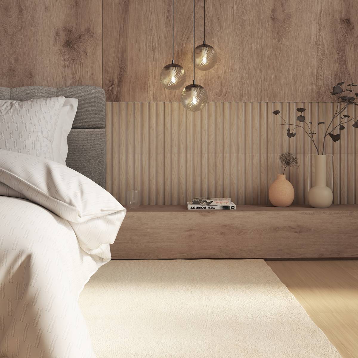 Lot de 3 panneaux décoratifs Colva beige fond gris 30x30cm