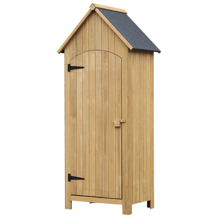 Armoire abri de jardin remise pour outils 3 étagères porte loquet toit pente bitumé dim. 77L x 54l x 179H cm bois sapin pré-huilé