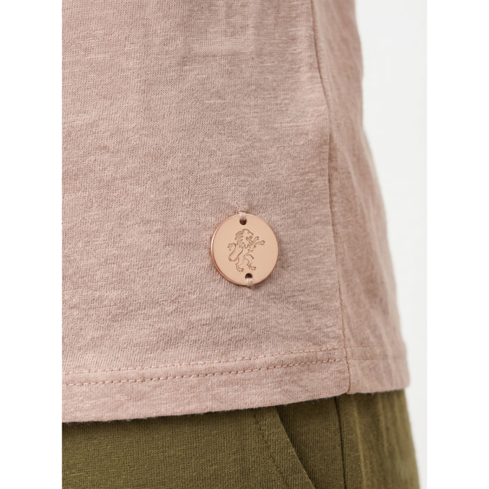 Camiseta de manga corta estilo safari urbano para mujer