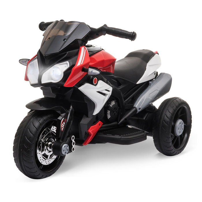 Moto électrique pour enfants 3 roues 6 V 3 Km/h effets lumineux et sonores rouge