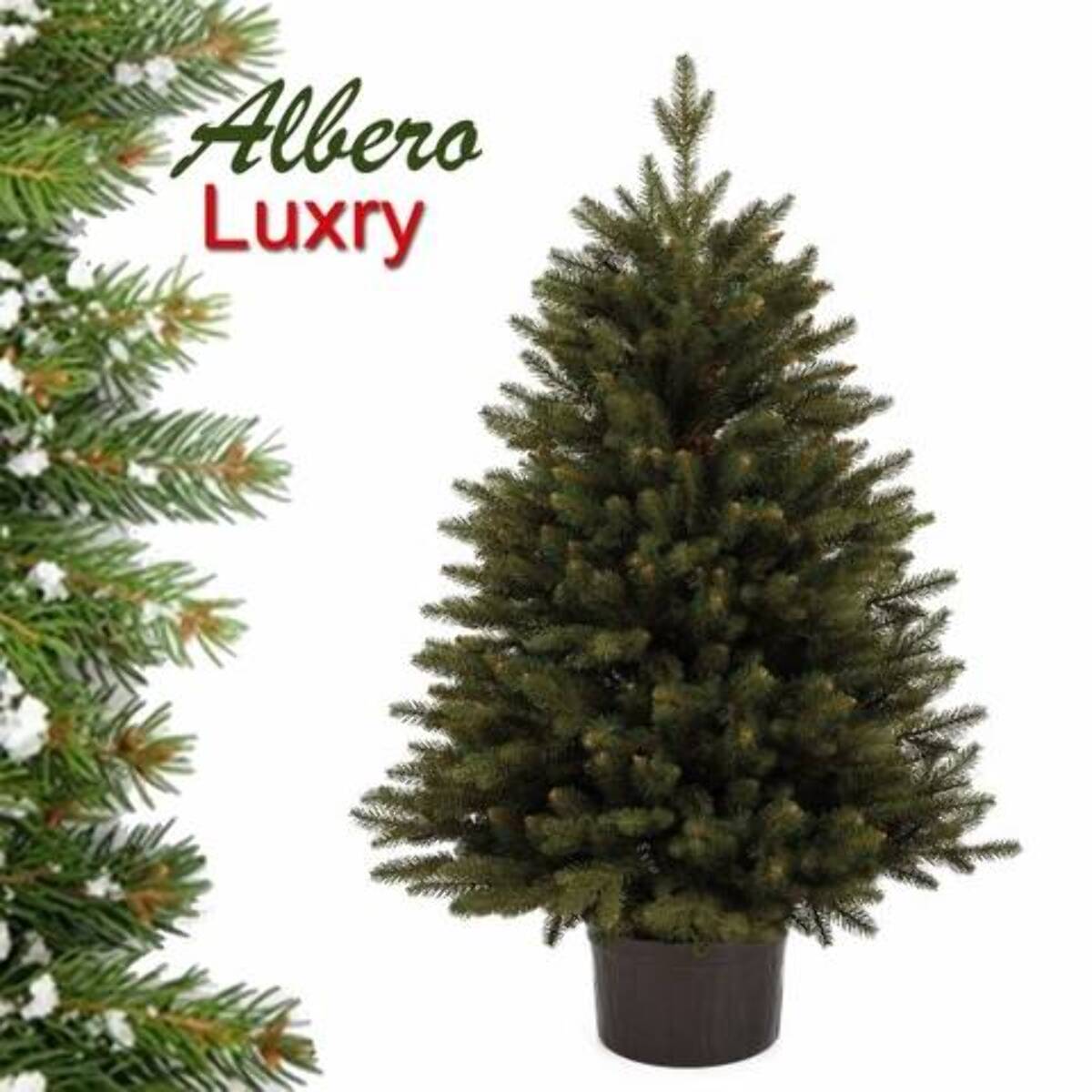 ALBERO 60Cm LUXURY PE C/BASE 50Cm DIAMETRO-210 TIPSFolto, Ignifugo, Effetto Realistico, Rami a Gancio, Materiale Resistente e Duraturo