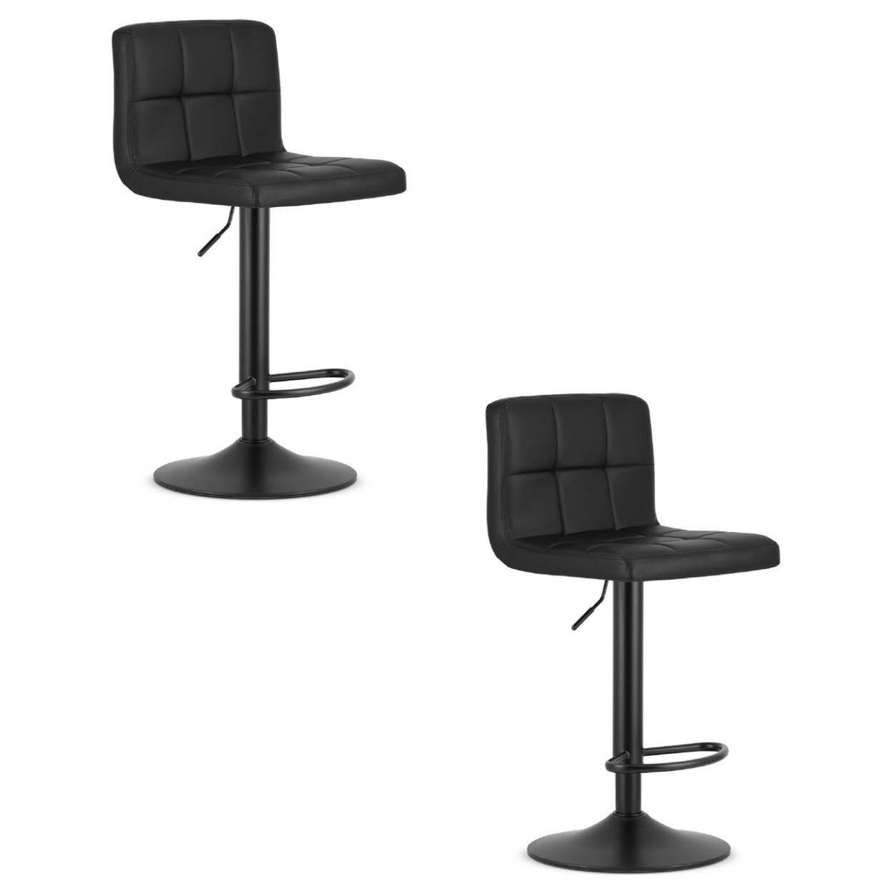 Set di 2 sgabelli bar PROT girevoli in ecopelle nera