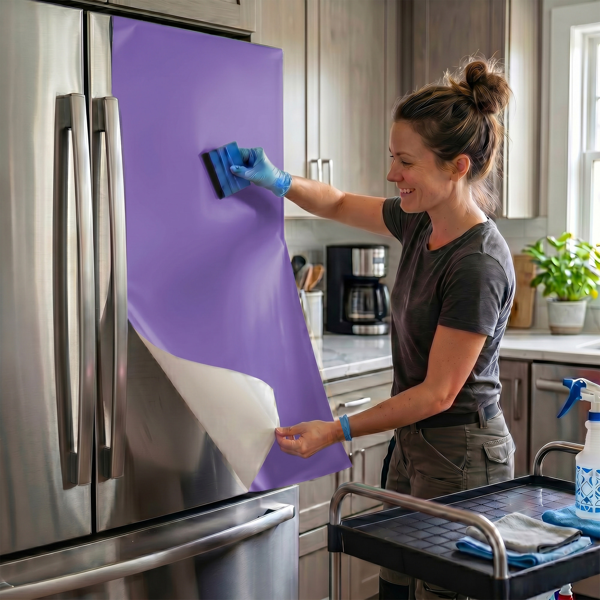 Rouleau adhésif décoratif Vinyle au Mètre - Lavande - Sticker Lavable Imperméable Mur Cuisine Meubles