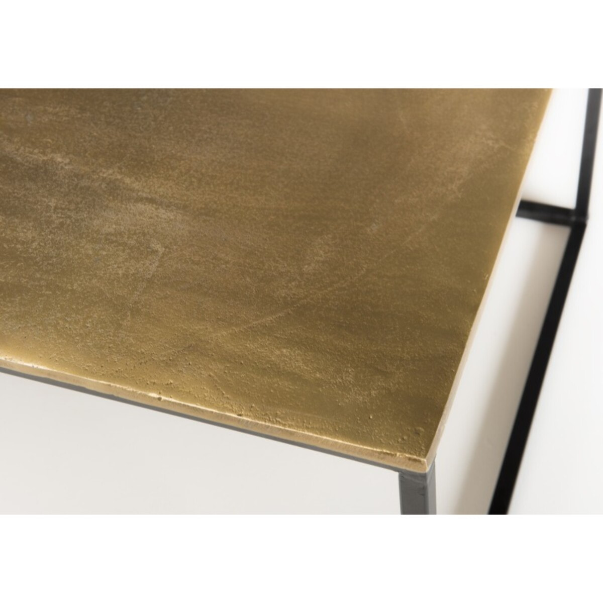 JOHAN - Table basse rectangulaire 98x57cm aluminium doré pieds noirs