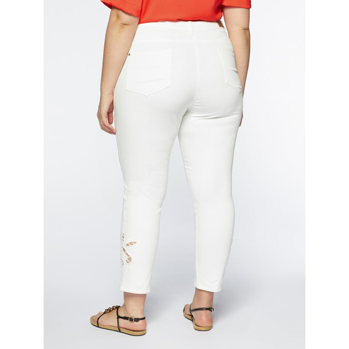 Fiorella Rubino - pantaloni skinny con ricamo - Bianco