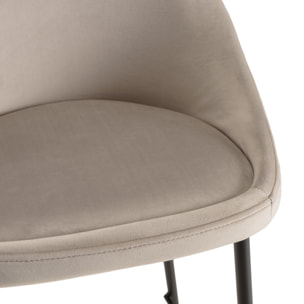 TOM - Lot de 2 tabourets d'ilot velours chamois hauteur d'assise 65cm