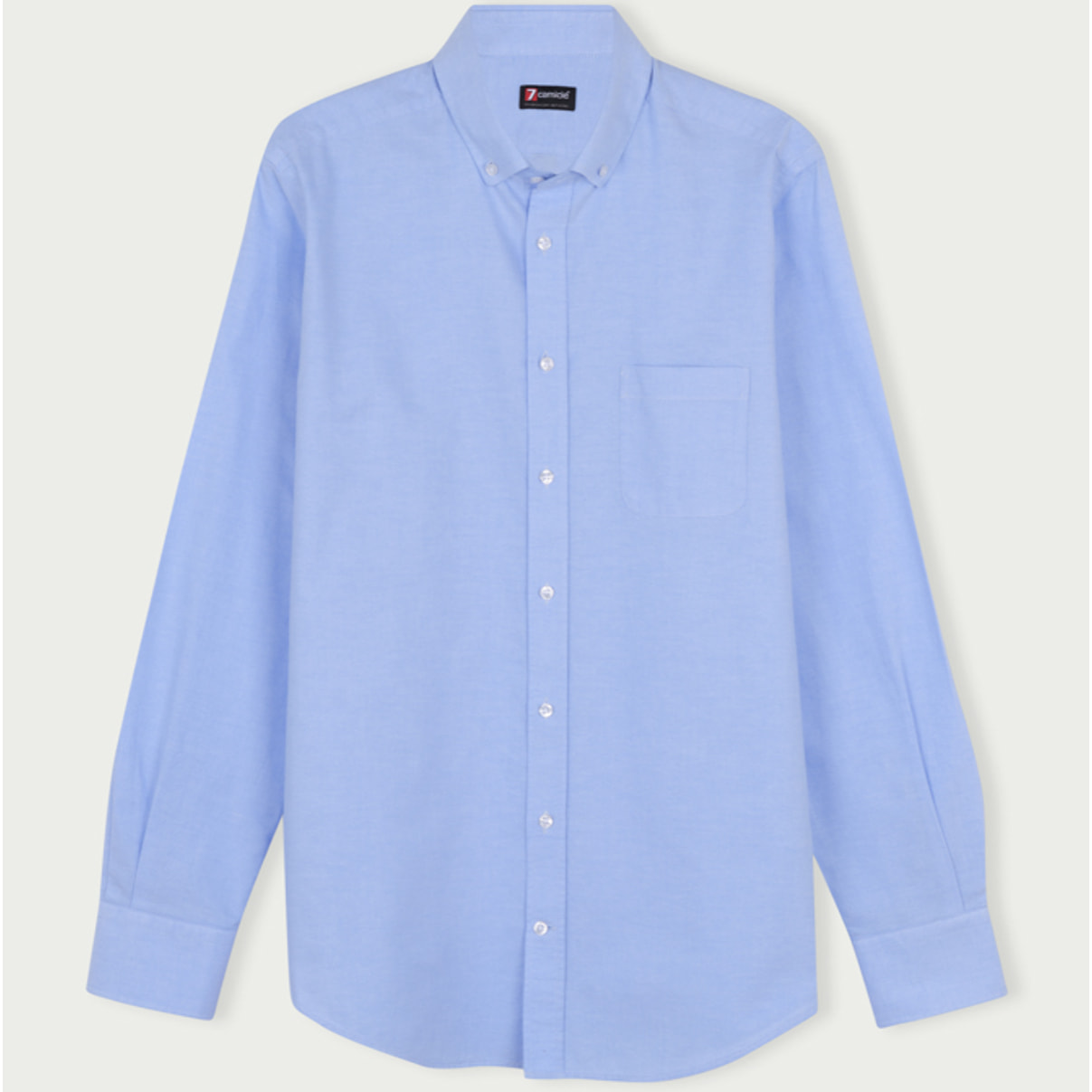 Camicia Uomo 1 Bottone Button Down Slim Oxford Lavato Unito Celeste
