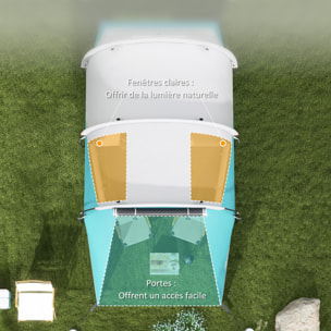 Tente de camping familiale 4-5 personnes - tente tunnel 2 portes fenêtres - dim. 4,6 x 2,6 x 1,9 m - bleu gris