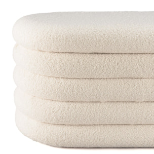 LEOPOLD - Banquette en tissu bouclette écru avec rangement