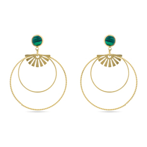 Pendientes de Malaquita acabados en oro amarillo de 18K- Mobu