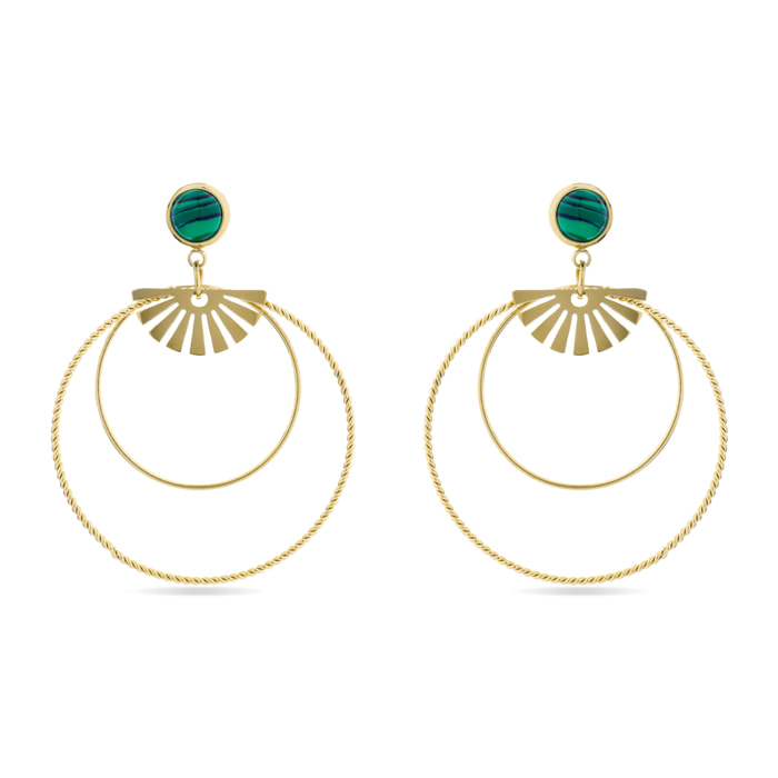 Pendientes de Malaquita acabados en oro amarillo de 18K- Mobu