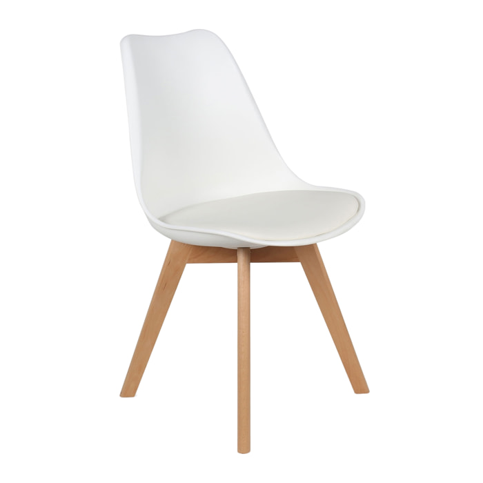 Chaise Scandinave Coque Rembourree Blanc - Lot De 4