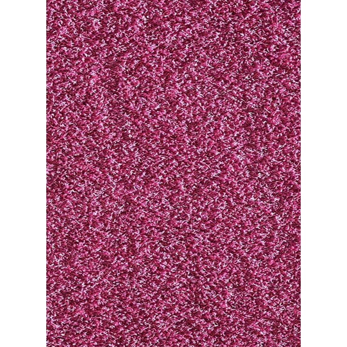 Grand tapis Shaggy longues mêches Nuni motif uni et couleur rose