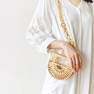 Zollino borsa a mano in legno di bambù.