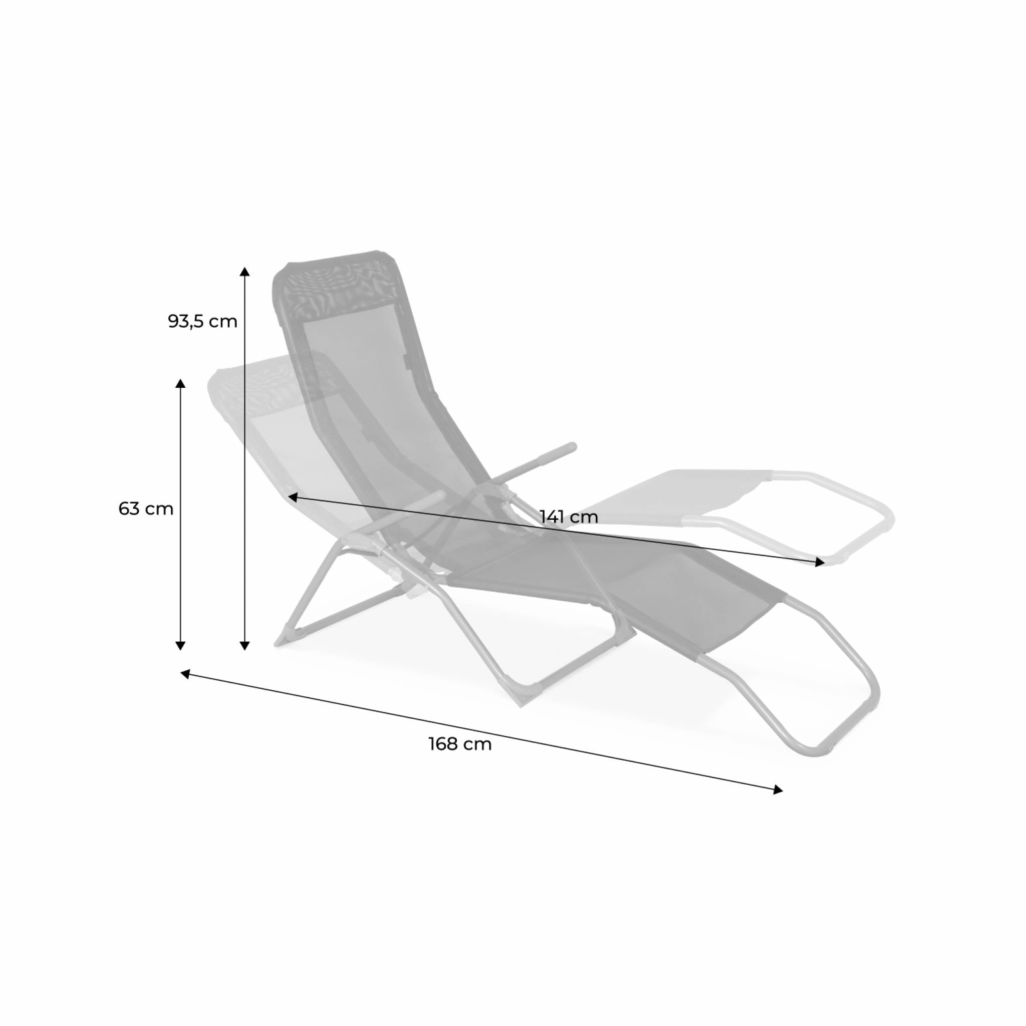 Lot de 4 bains de soleil pliants - Levito Taupe - Transats textilène 2 positions. chaises longues