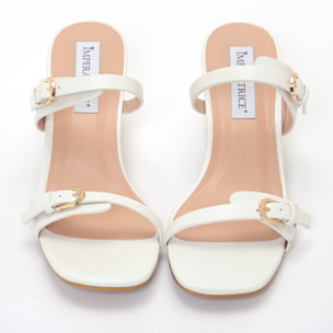 Sandali in simil pelle con fasce sottili e tacco comodo