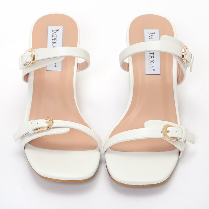 Sandali in simil pelle con fasce sottili e tacco comodo