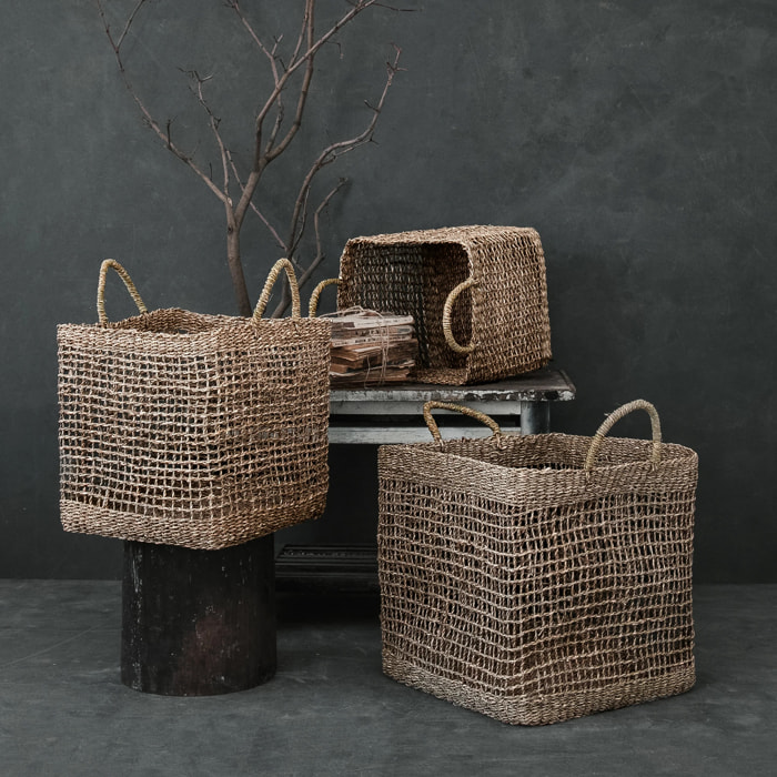Panier carré tressé en fibre naturelle (lot de 3) - Scar
