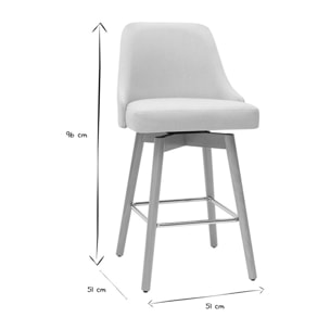 Tabourets de bar scandinaves pivotants 360° en tissu beige et bois hêtre massif H65 cm (lot de 2) HASTA