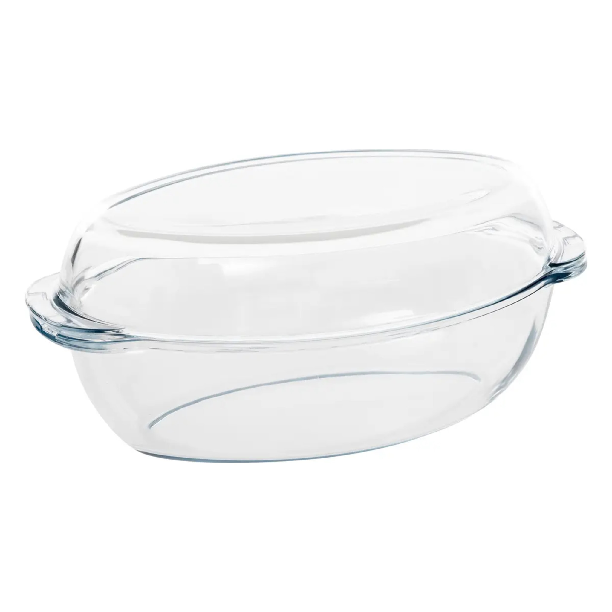 Plat à four L35cm oval en verre avec couvercle