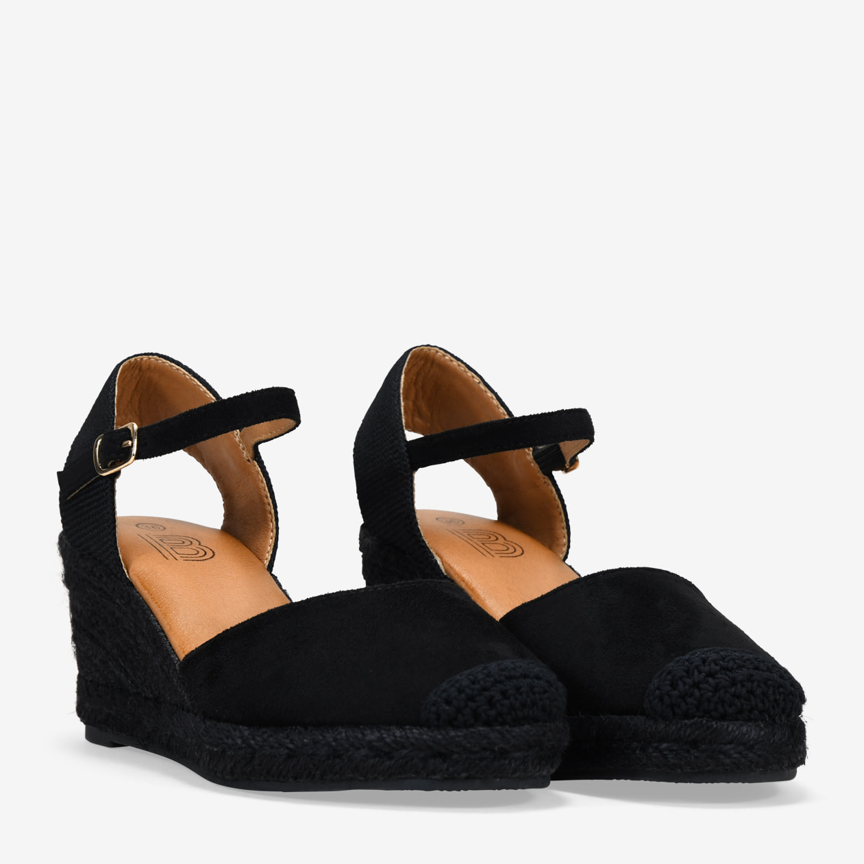 Alpargatas de cuña negras con esparto