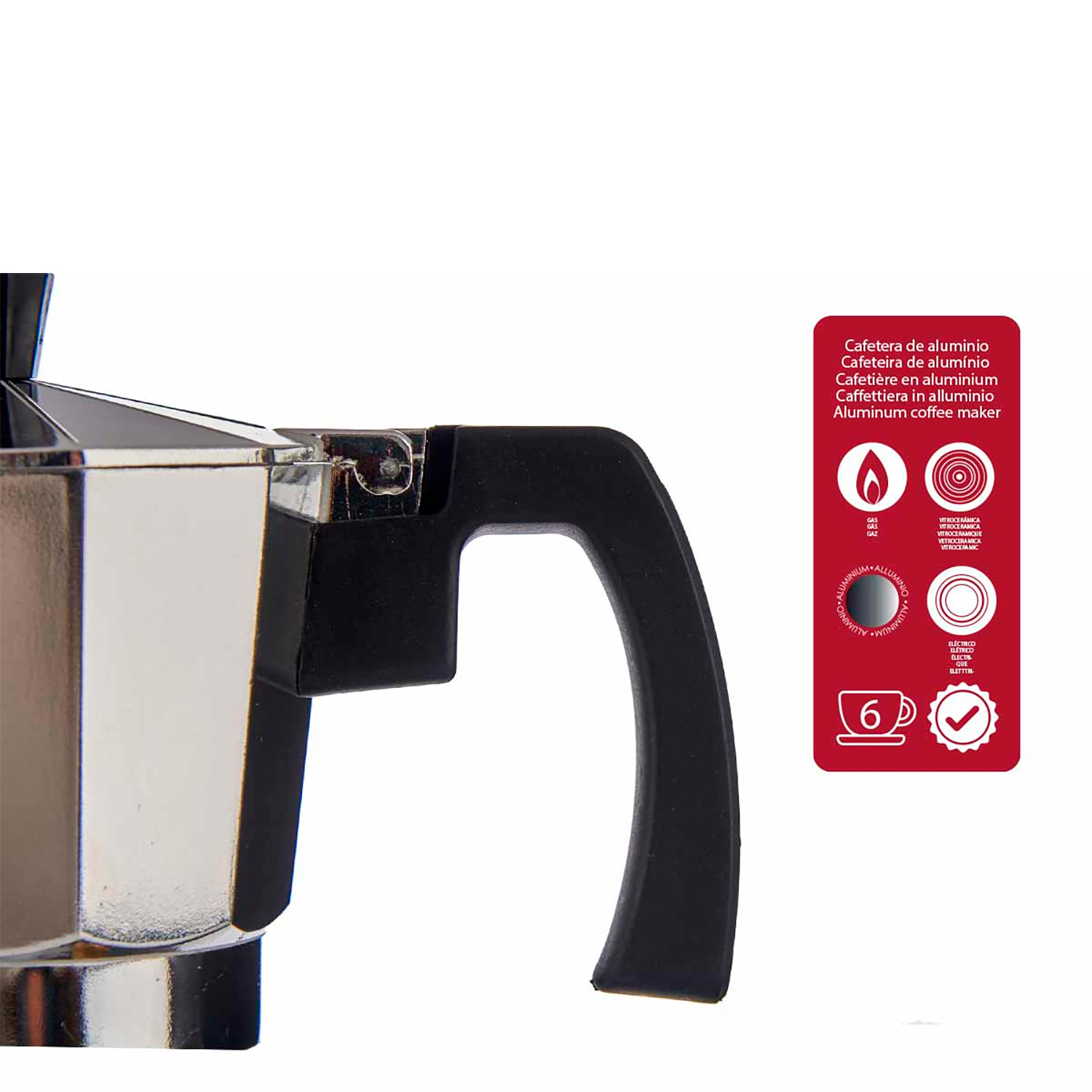 CAFETERA ALUMINIO 3 TAZAS CON ASA