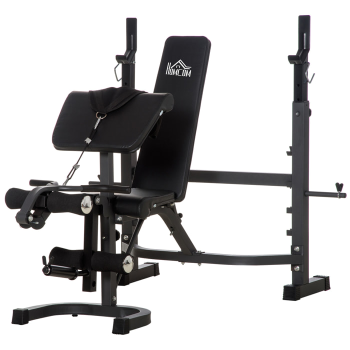 Banco de Musculación Inclinable Soporte de Barras Ajustable 187x140x117-136 cm