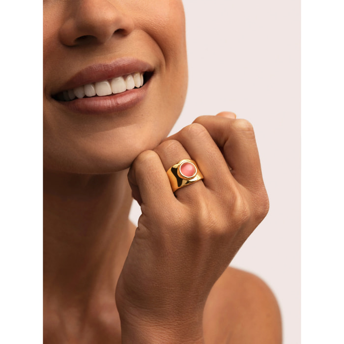 Anillo My Pink Stone Baño Oro