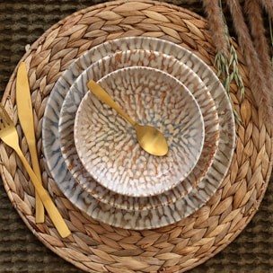 Lot de 6 coupelles 600ml en grès marron et beige AMBRE