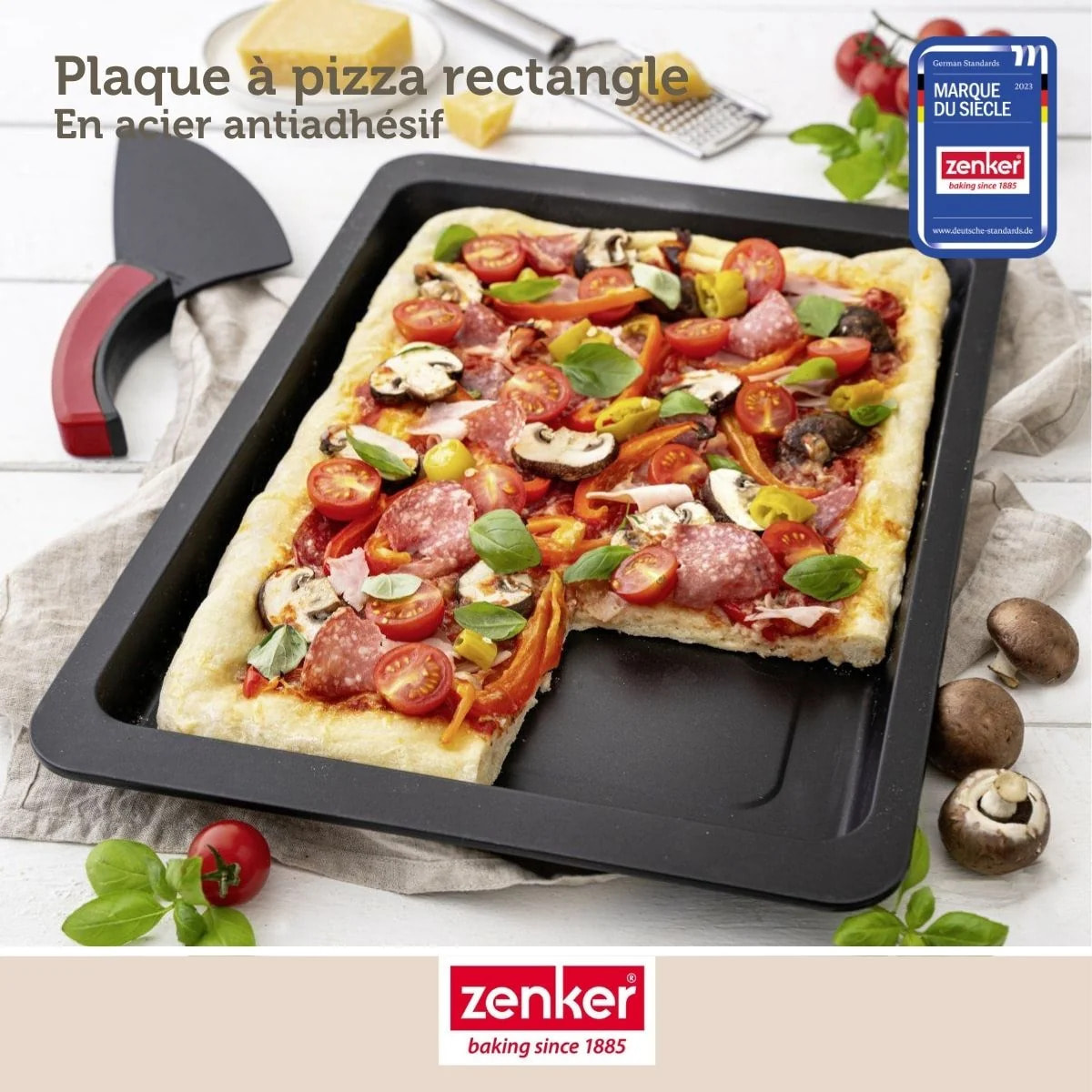 Lot de 2 plaques à pizza rectangulaires 42/29/2,5 cm en acier Spécial crountries Spécial crountries Zenker  Spécial crountries