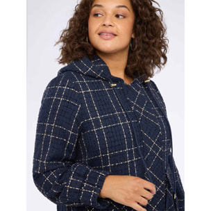 Fiorella Rubino - Giacca jacquard a quadri con cappuccio - Blu