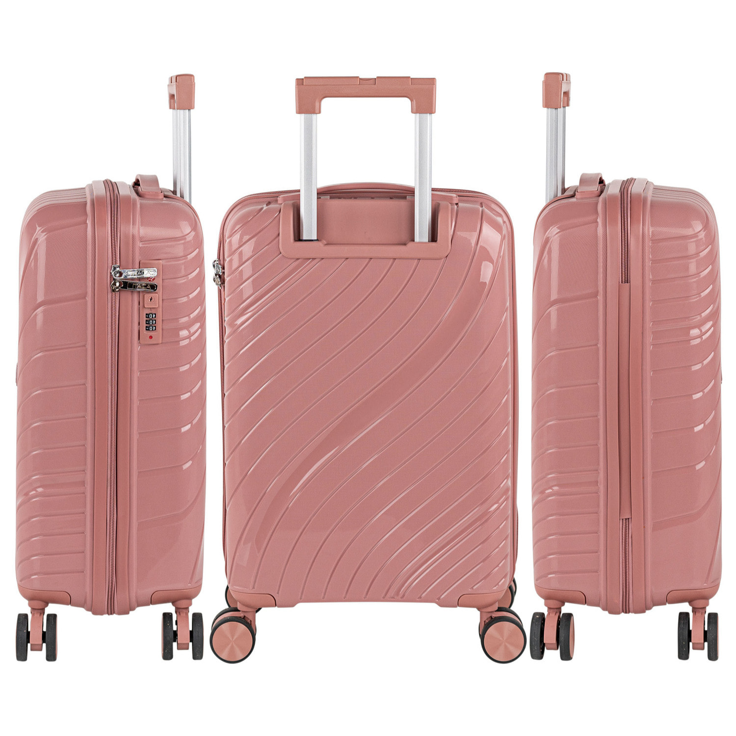 Juego De Maletas Rígidas Pp Itaca Danubio Rosa