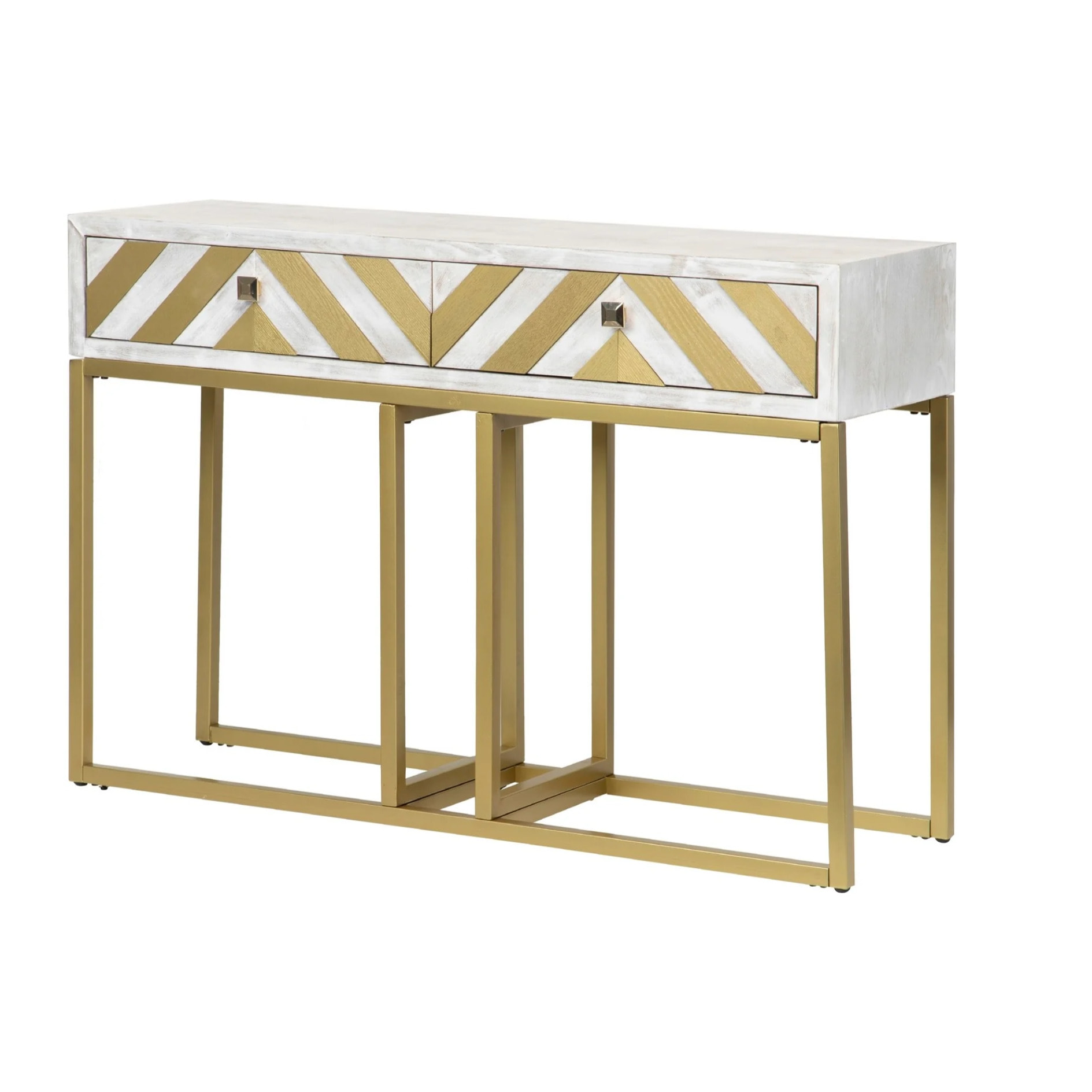 Consola Madera-metal Blanco-dorado 120x35x81 Cm