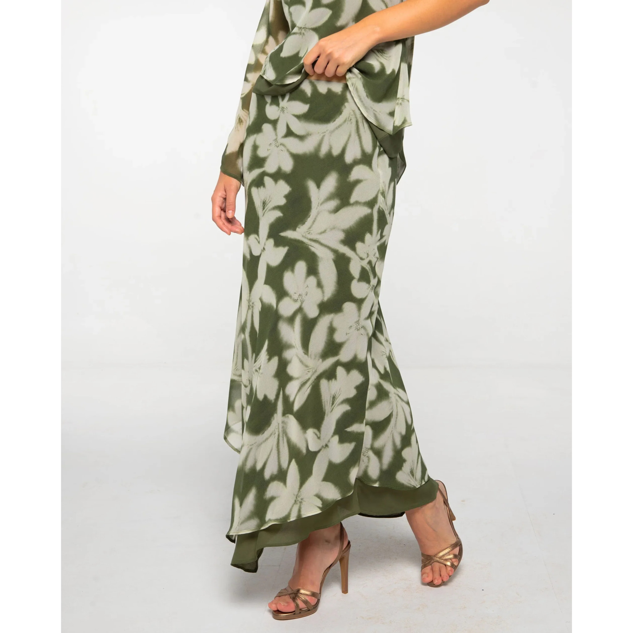 Falda midi evasé estampada