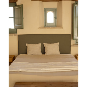 Cama con canapé desenfundable de lino verde para colchón de varias medidas