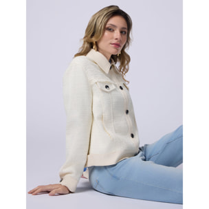 Oltre - Giacca corta in tweed - Bianco