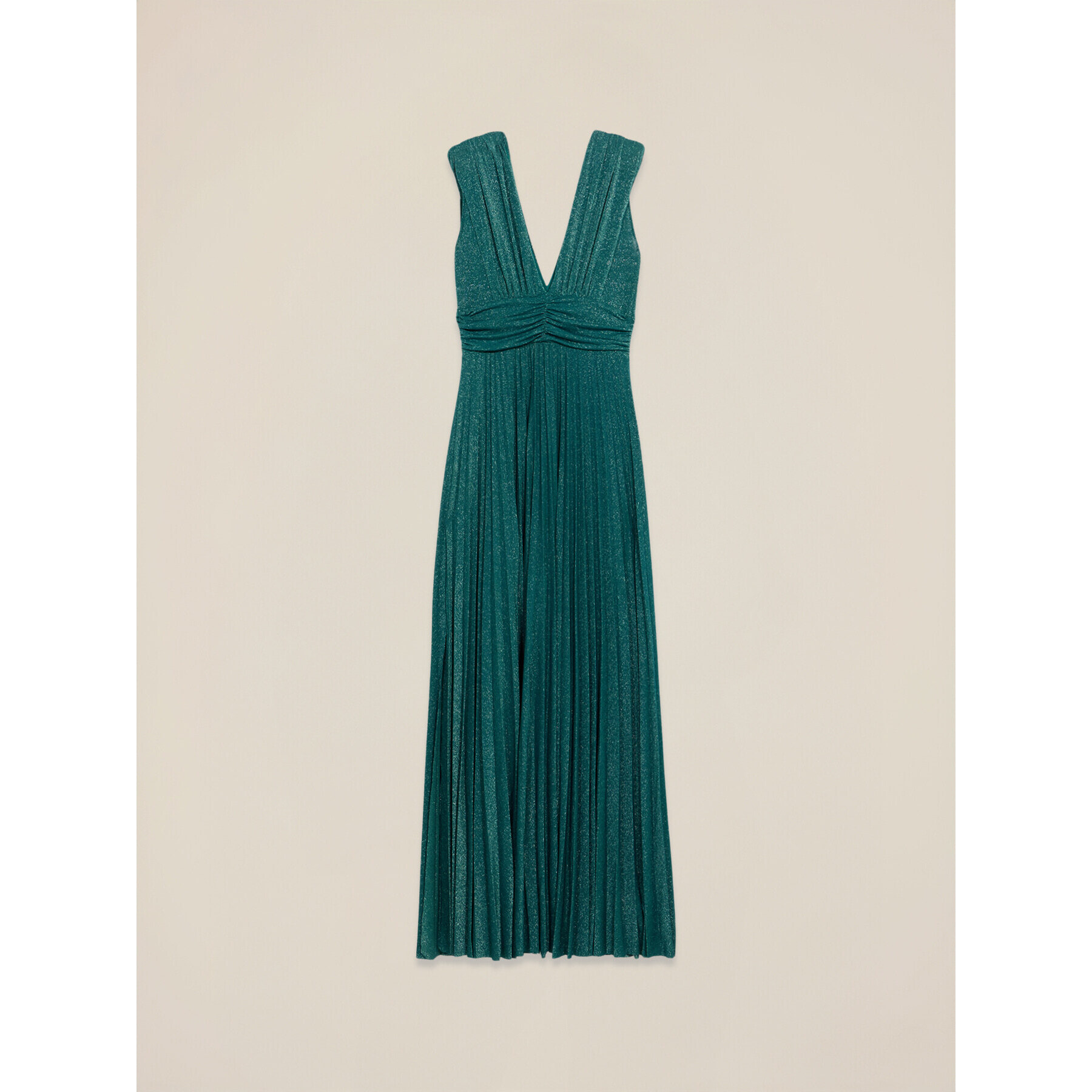 Oltre - Vestido largo de jersey lurex plisado - Petrol Blue