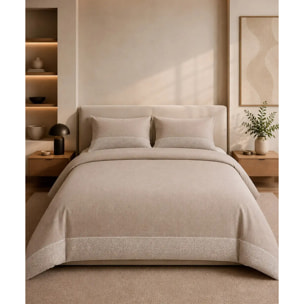 Parure Copripiumino Class Tortora Beige in Cotone 100% Made in Italy, Stampa Digitale HD