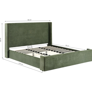 Lit avec tête de lit matelassée en velours côtelé - FRIDA