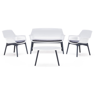 Salon de jardin 4 places blanc avec table basse BUCA