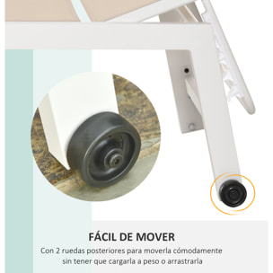 Tumbona para Exterior con Ruedas Chaise Longue de Terraza Respaldo Regulable