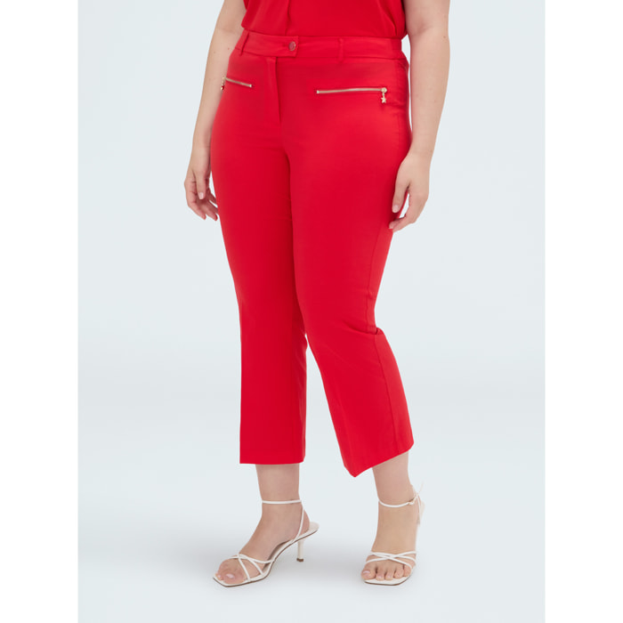 Fiorella Rubino - Pantalones Kick Flare de algodón ligero - Rojo