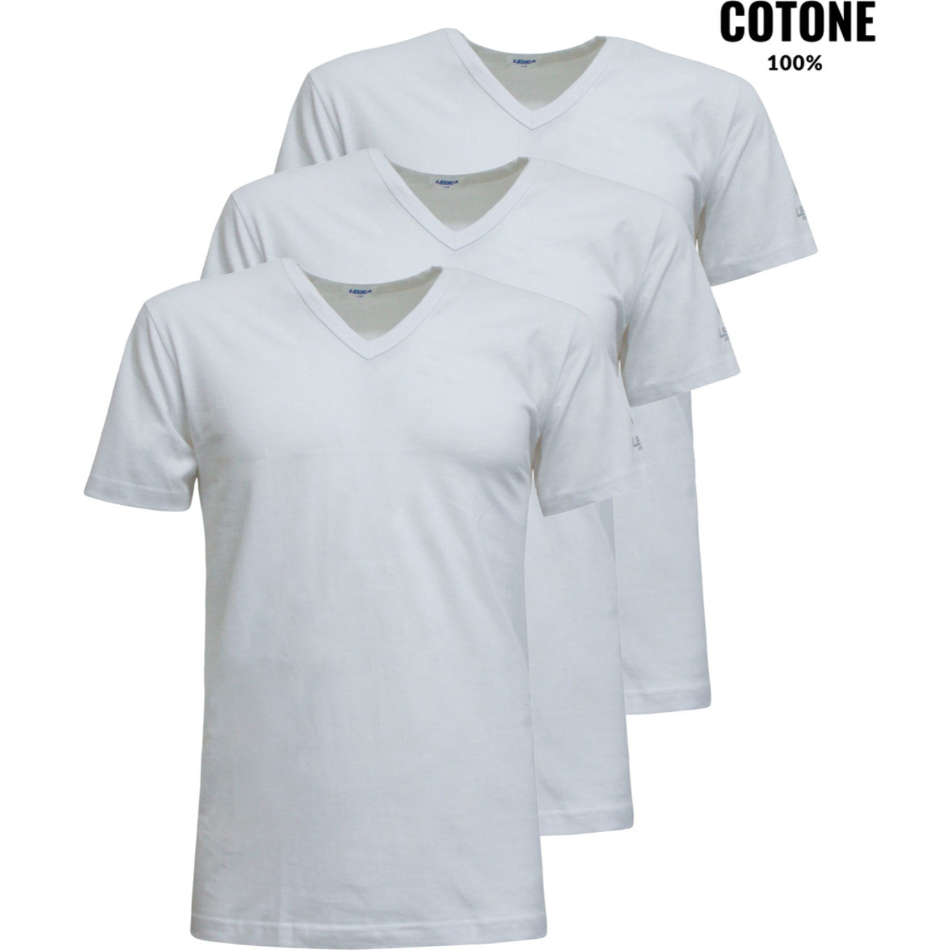 3 T-Shirt Uomo LEGEA Art. 830 Scollo V Bianco