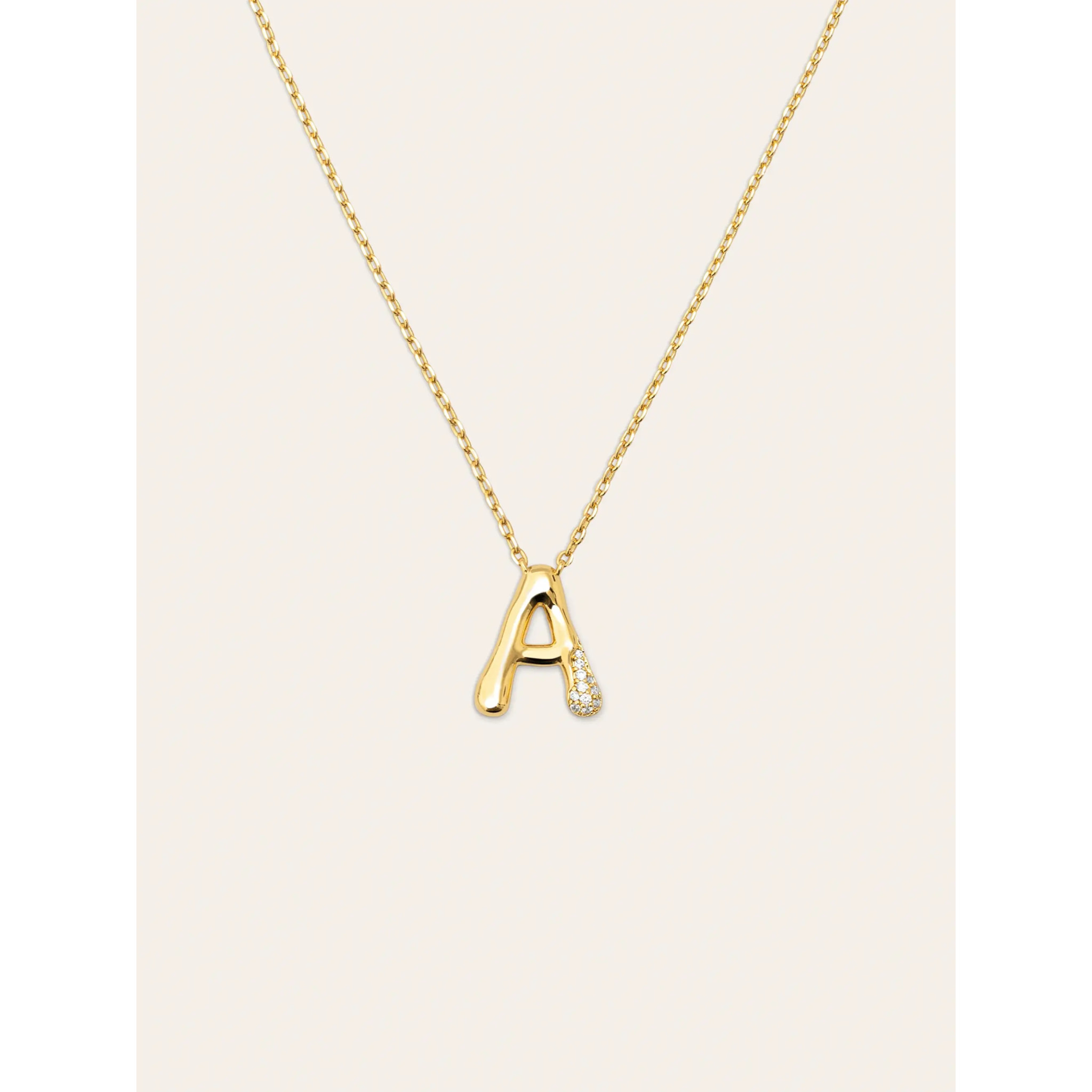 Collar Personalizado Letter Brillante Baño Oro