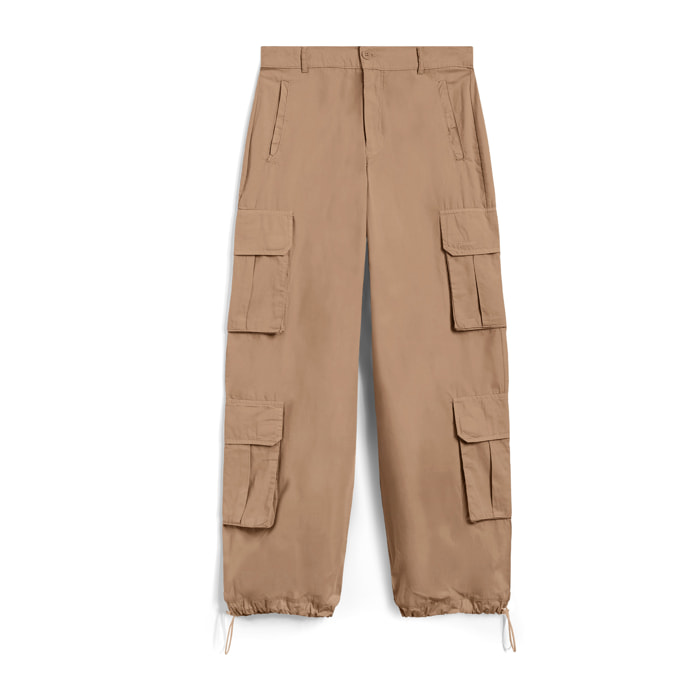 Pantaloni cargo baggy fit in popeline con quattro tasconi