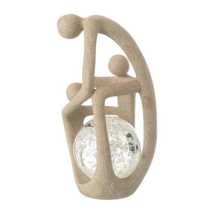 J-Line décoration Couple Boule - polyrésine/cristal - beige