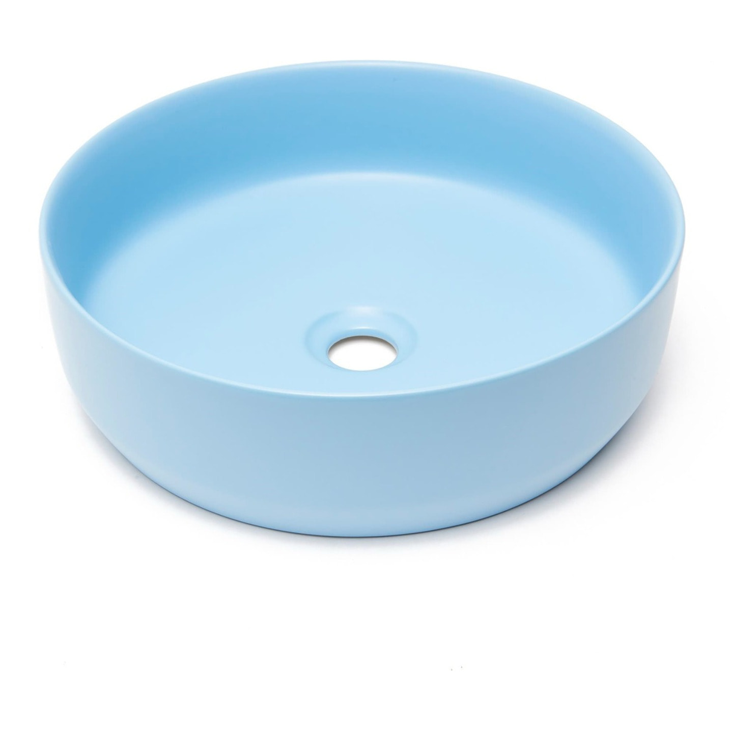 Vasque à poser ronde en céramique diamètre 39 cm - bleu mat - sans trop-plein - SAT Infinitio