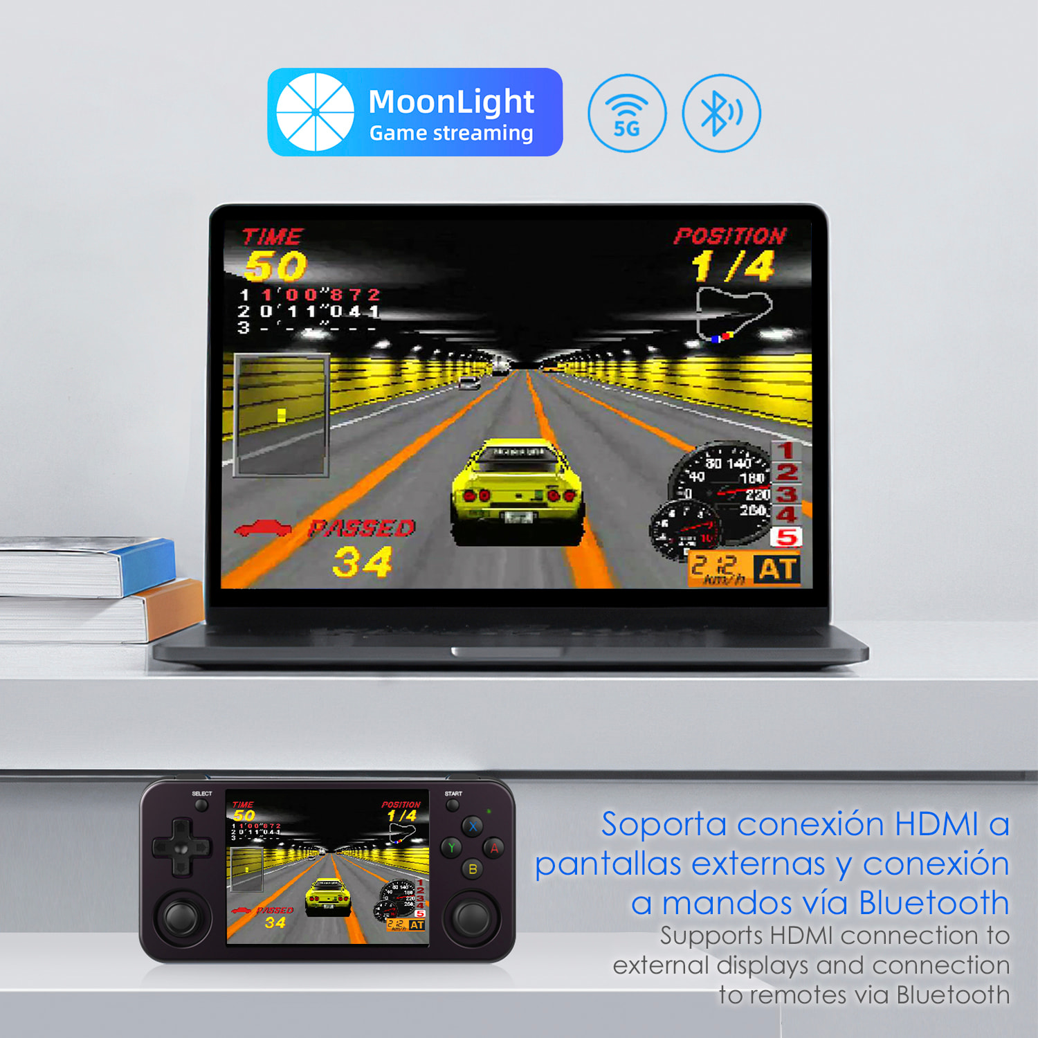 Console emulatore multipiattaforma RG353M. IPS da 3,5"; Quad Core da 1,8 GHz, 16 GB+256 GB. Android 11 + Linux. WiFi. +44.000 giochi.